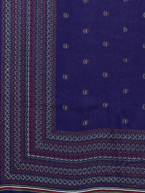 navy solid printed saree with blouse - 17523835 - Standard Image - 4