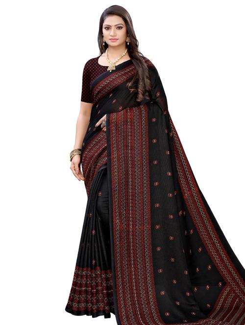 bordered printed saree with blouse - 17523836 - Standard Image - 1
