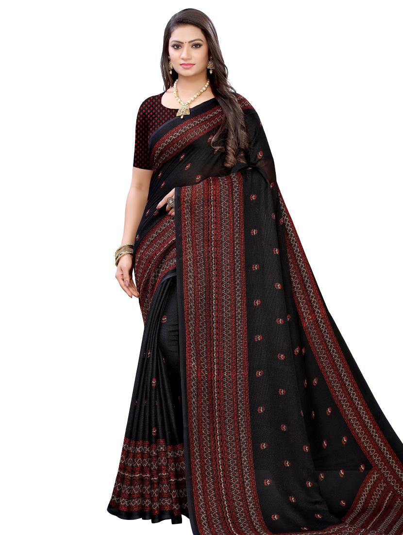 bordered printed saree with blouse - 17523836 - Zoom Image - 1