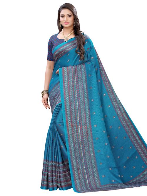 solid printed saree with blouse - 17523837 - Standard Image - 1