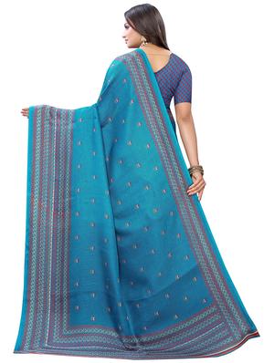 solid printed saree with blouse - 17523837 - Standard Image - 2