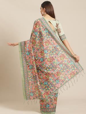 geometric printed saree with blouse - 17523844 - Standard Image - 2