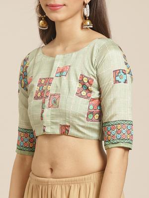 geometric printed saree with blouse - 17523844 - Standard Image - 3