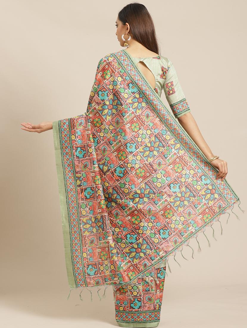 geometric printed saree with blouse - 17523844 - Zoom Image - 2