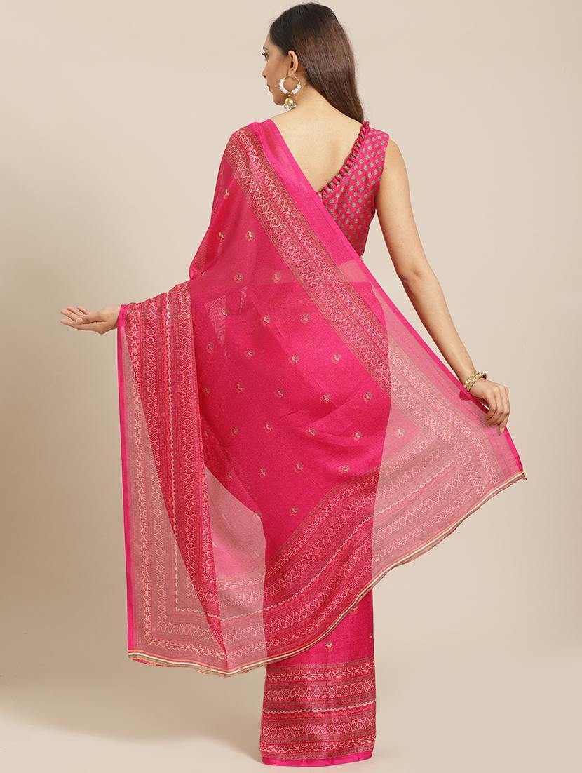 self printed saree with blouse - 17523849 - Zoom Image - 2