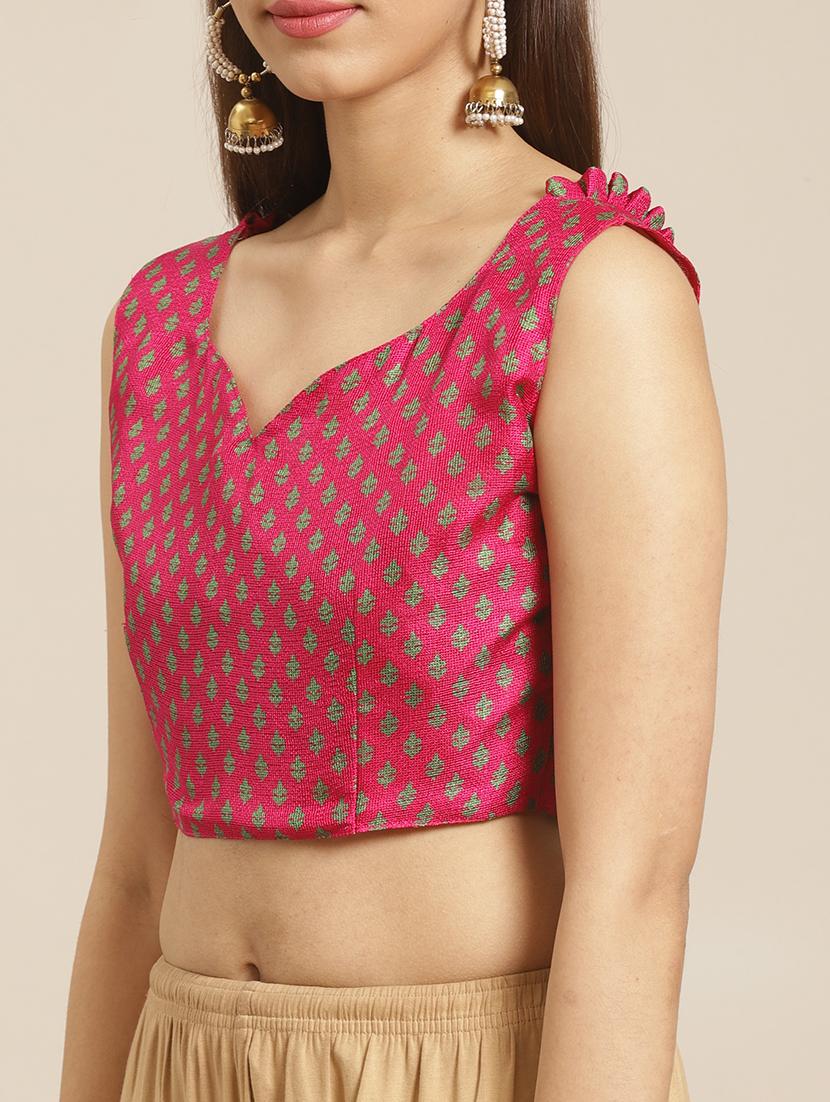 self printed saree with blouse - 17523849 - Zoom Image - 3
