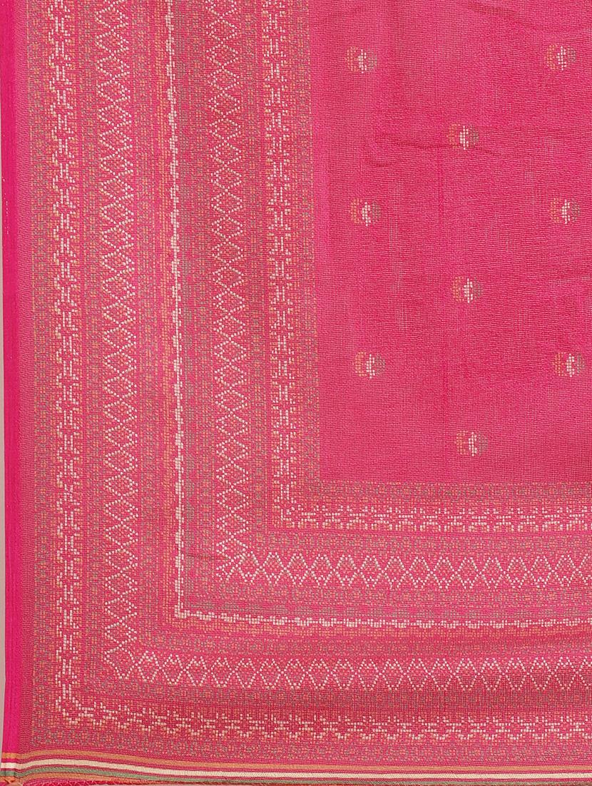 self printed saree with blouse - 17523849 - Zoom Image - 4