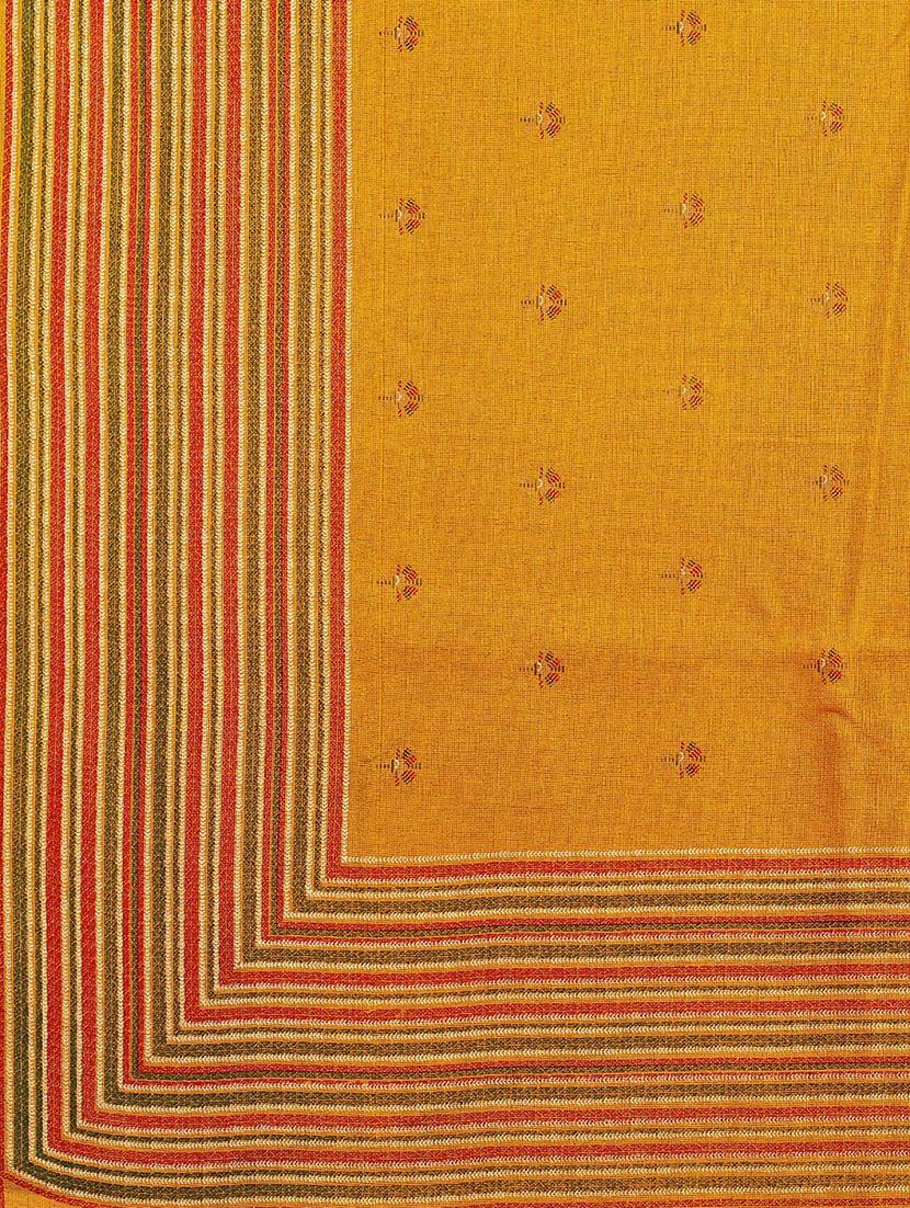 mustard jute silk printed saree with blouse - 17523851 - Zoom Image - 4
