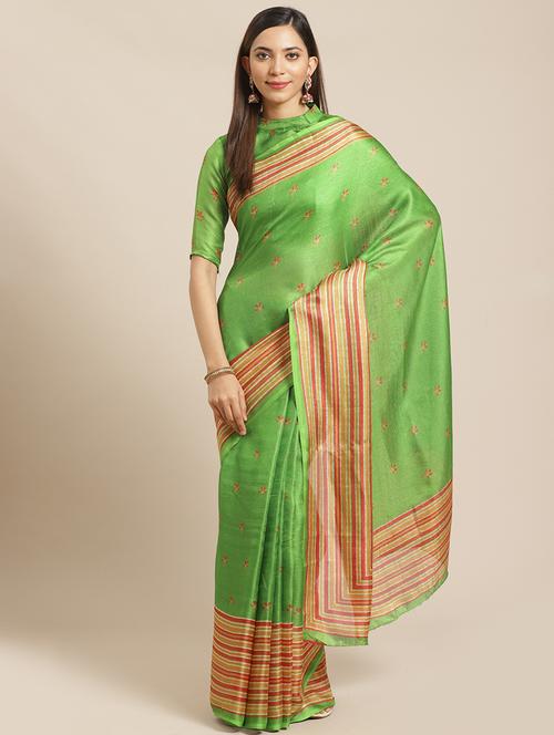 self printed saree with blouse - 17523852 - Standard Image - 1