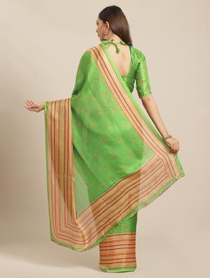 self printed saree with blouse - 17523852 - Standard Image - 2