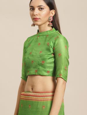self printed saree with blouse - 17523852 - Standard Image - 3
