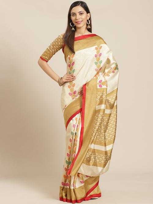 conversational printed saree with blouse - 17523857 - Standard Image - 1