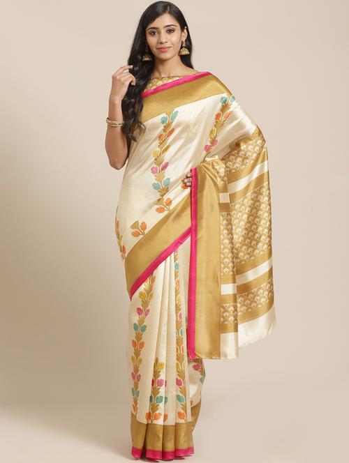 conversational printed saree with blouse - 17523858 - Standard Image - 1