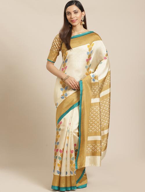 conversational printed saree with blouse - 17523859 - Standard Image - 1