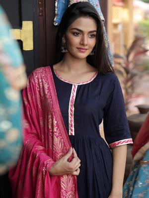 solid kurta palazzo set - 17524033 - Standard Image - 4
