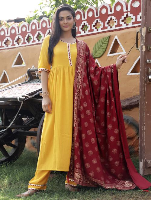 solid kurta palazzo set - 17524034 - Standard Image - 1