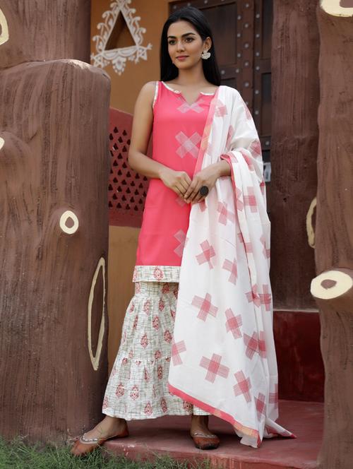 printed kurta sharara set - 17524036 - Standard Image - 1