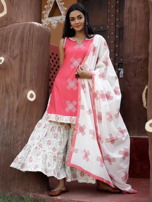 printed kurta sharara set - 17524036 - Standard Image - 2