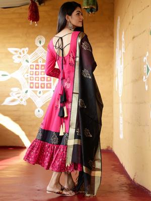 block print kurta dupatta set - 17524039 - Standard Image - 3