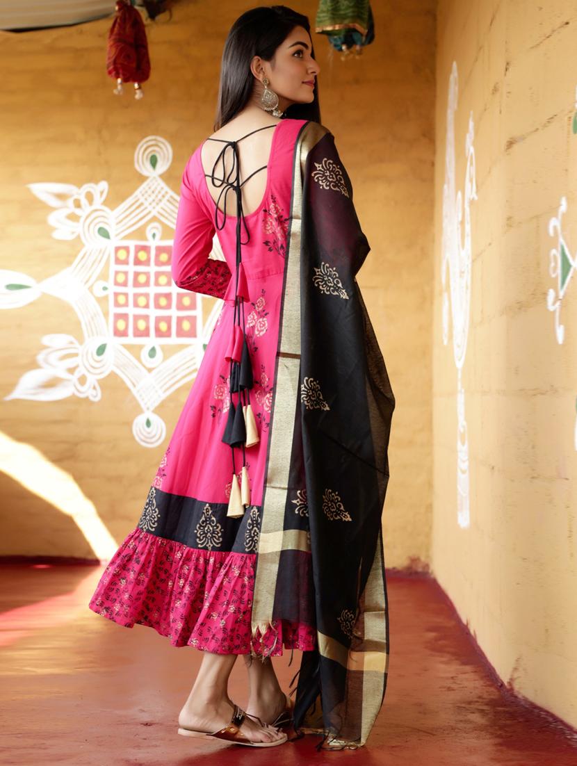 block print kurta dupatta set - 17524039 - Zoom Image - 3