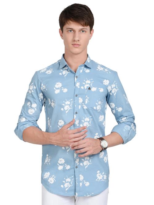 light blue printed casual shirt - 17524050 - Standard Image - 1
