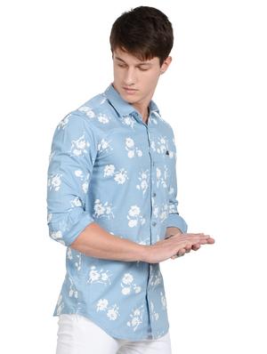 light blue printed casual shirt - 17524050 - Standard Image - 2