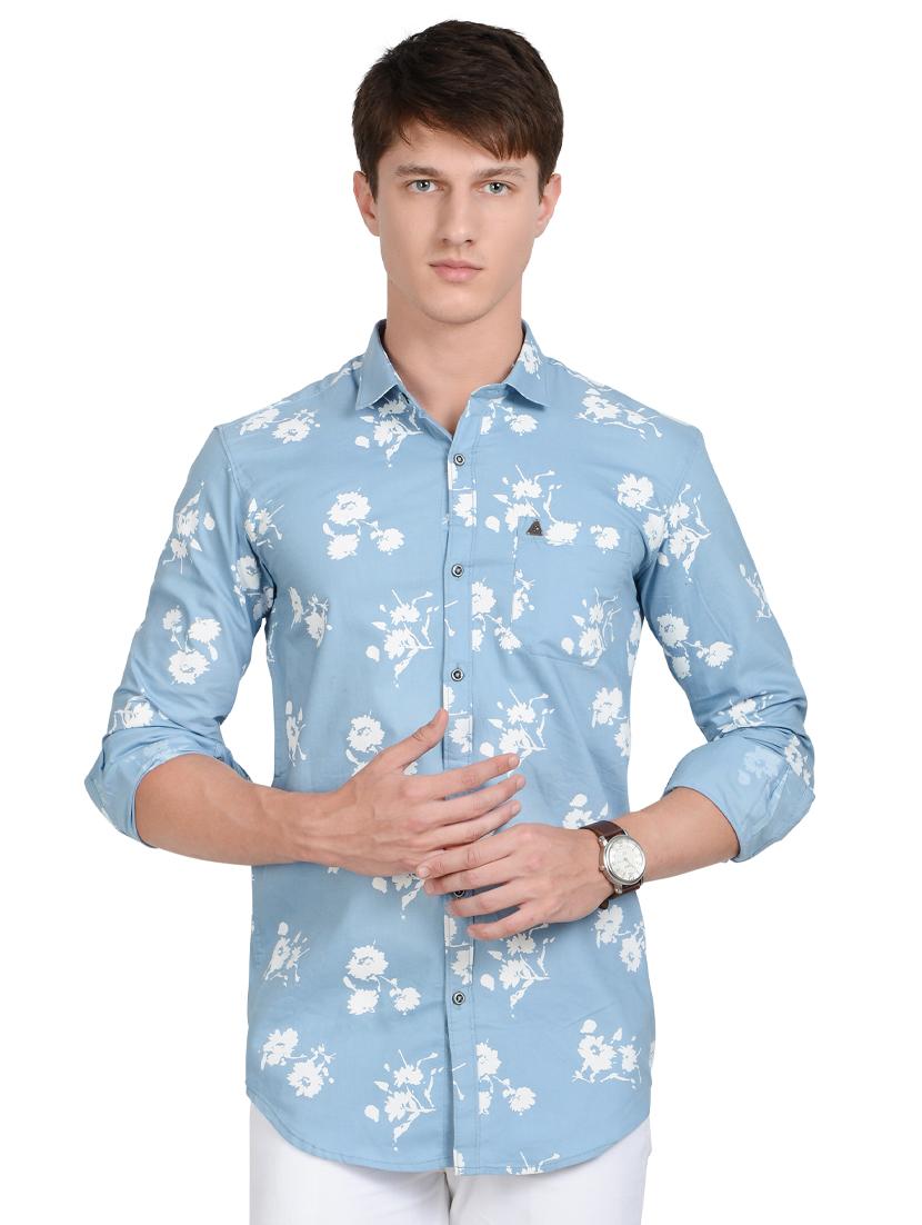 light blue printed casual shirt - 17524050 - Zoom Image - 1