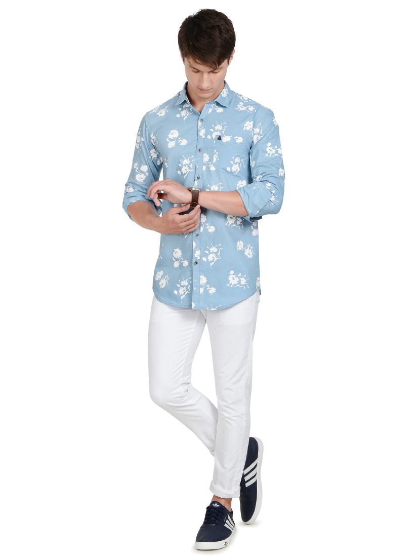 light blue printed casual shirt - 17524050 - Zoom Image - 4