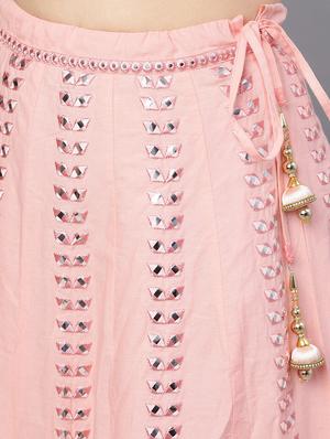 peach cotton flared lehenga - 17524053 - Standard Image - 5