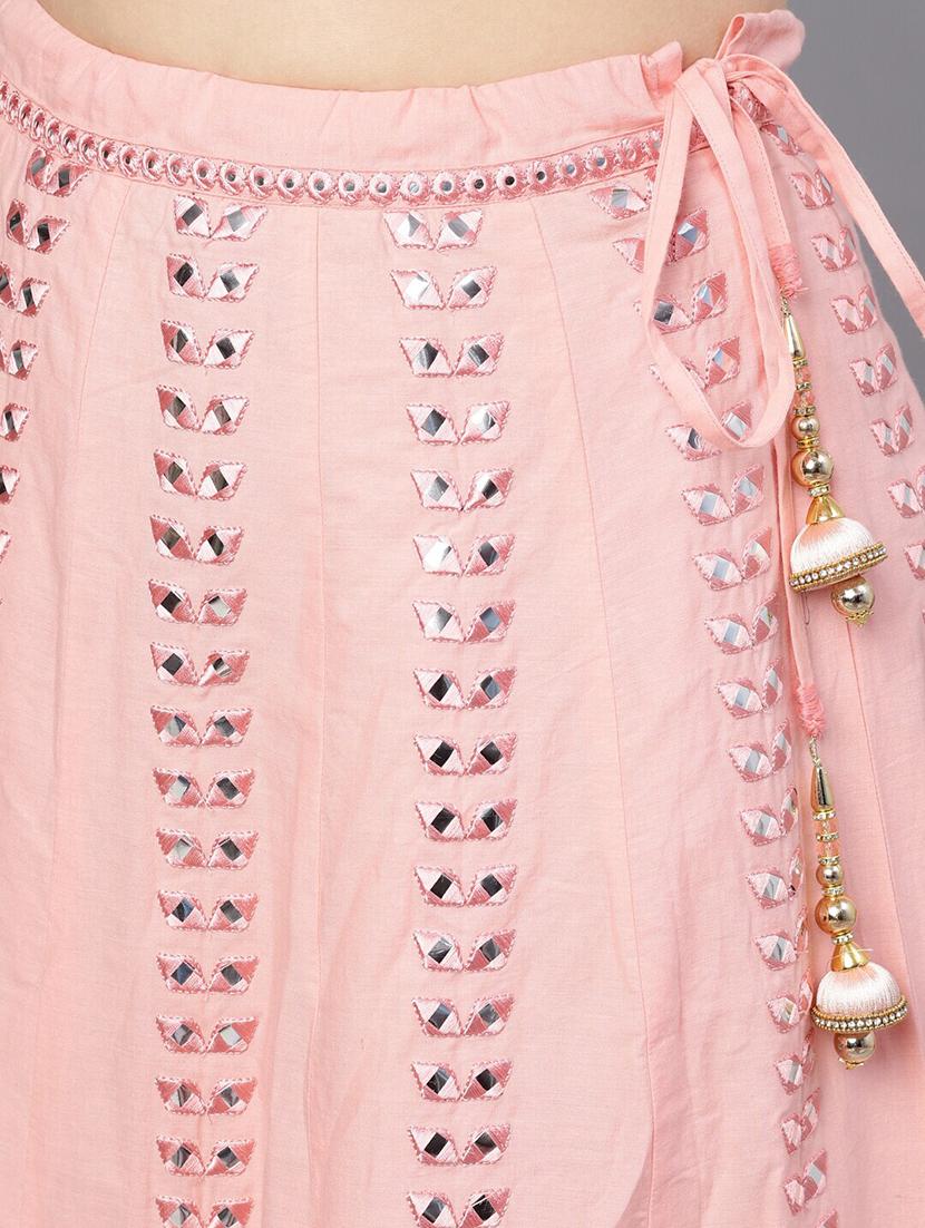peach cotton flared lehenga - 17524053 - Zoom Image - 5