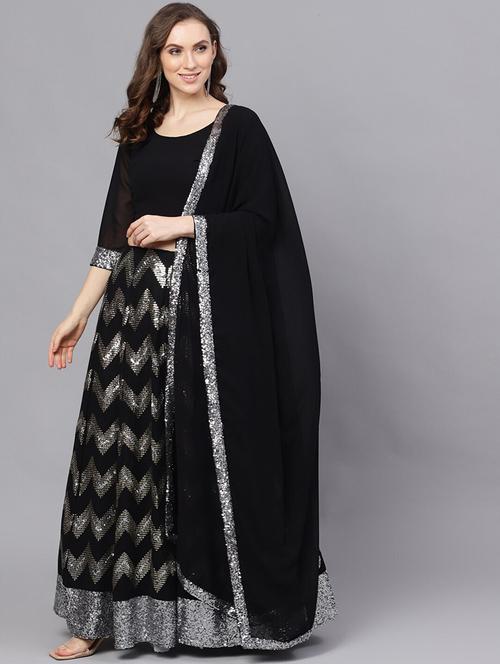 sequined flared lehenga - 17524057 - Standard Image - 1