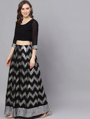 sequined flared lehenga - 17524057 - Standard Image - 2