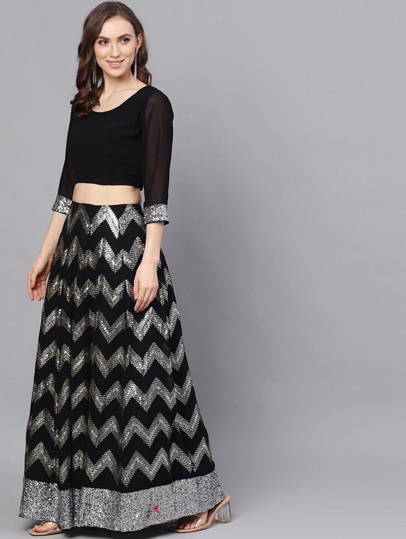 sequined flared lehenga - 17524057 - Zoom Image - 2