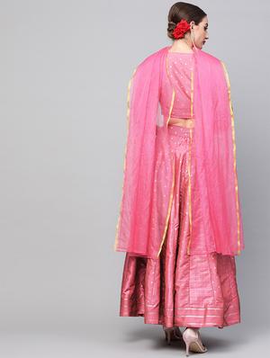 self design flared lehenga - 17524058 - Standard Image - 3