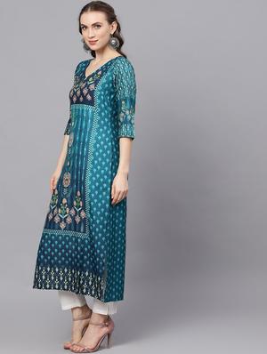 floral straight kurta - 17524086 - Standard Image - 2