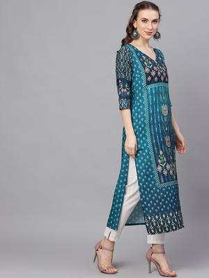 floral straight kurta - 17524086 - Standard Image - 3