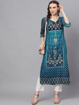 floral straight kurta - 17524086 - Standard Image - 5