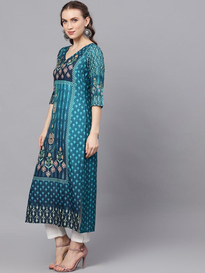 floral straight kurta - 17524086 - Zoom Image - 2