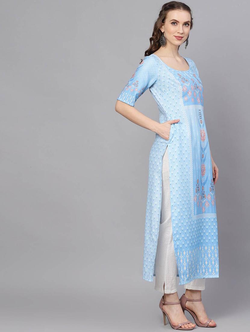 floral straight kurta - 17524087 - Zoom Image - 3