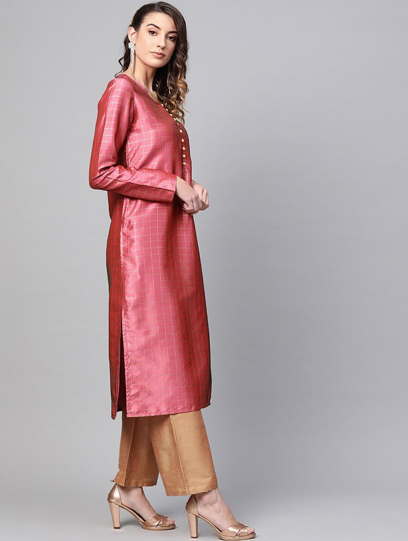 checkered straight kurta - 17524094 - Zoom Image - 2