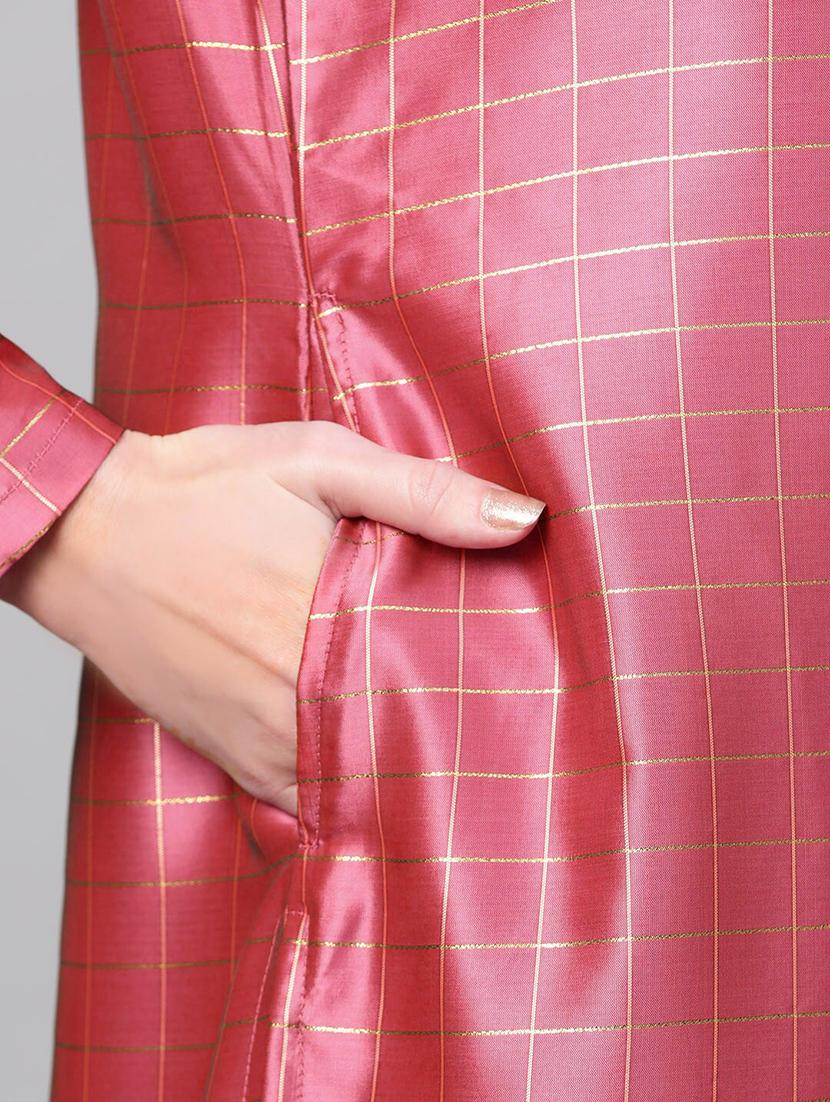 checkered straight kurta - 17524094 - Zoom Image - 5