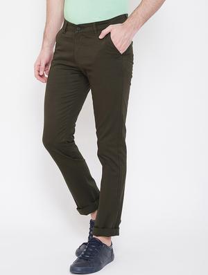olive green solid chinos - 17524112 - Standard Image - 2