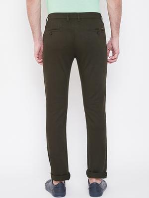 olive green solid chinos - 17524112 - Standard Image - 3