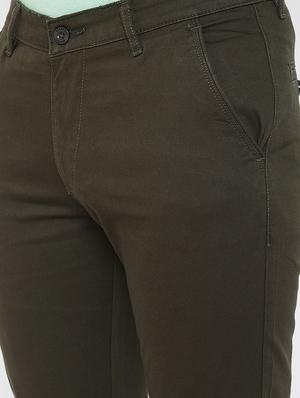 olive green solid chinos - 17524112 - Standard Image - 5