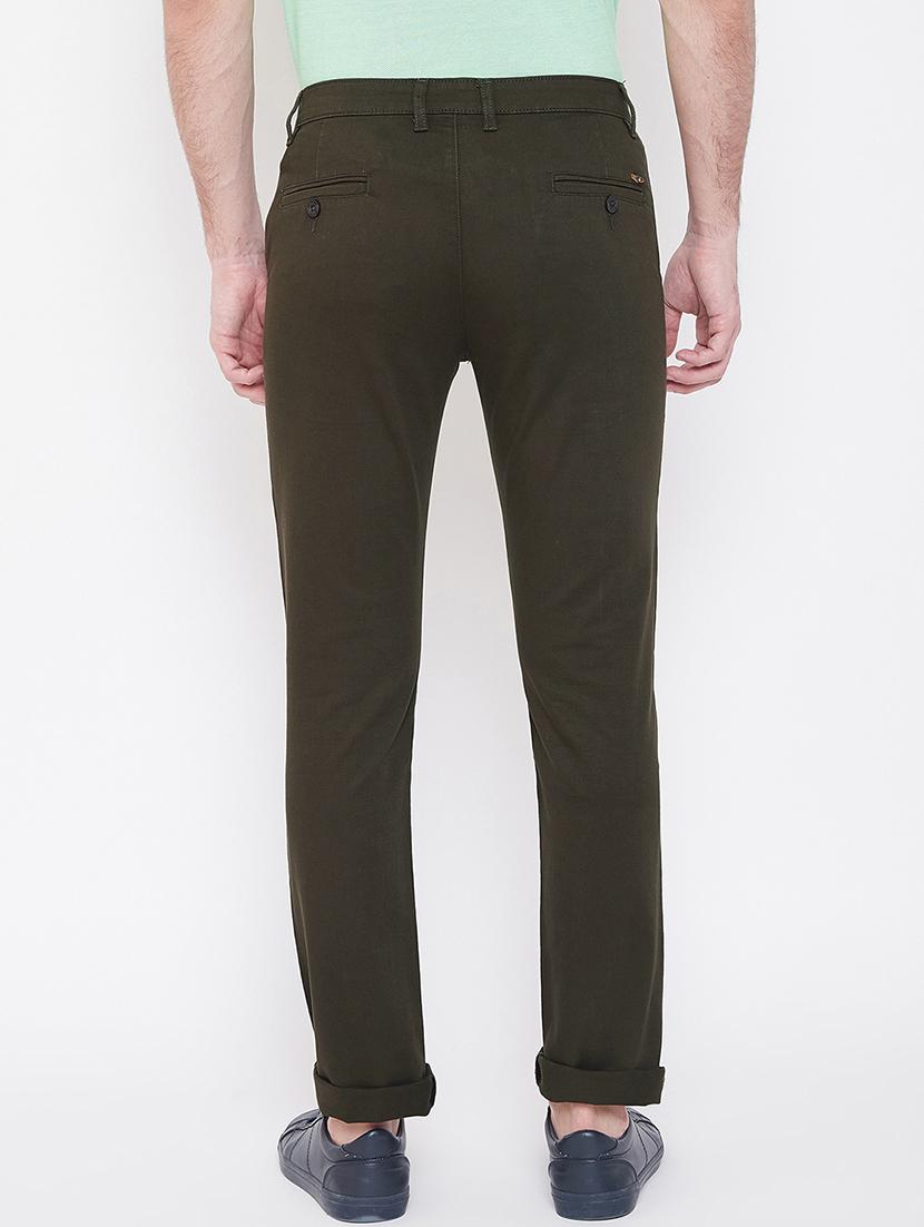 olive green solid chinos - 17524112 - Zoom Image - 3