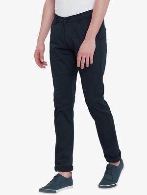 navy blue solid chinos - 17524113 - Standard Image - 2
