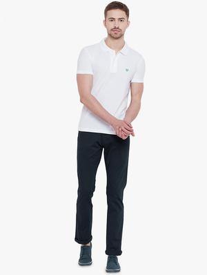 navy blue solid chinos - 17524113 - Standard Image - 4