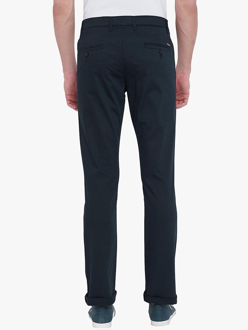 navy blue solid chinos - 17524113 - Zoom Image - 3