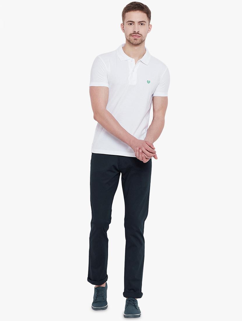 navy blue solid chinos - 17524113 - Zoom Image - 4