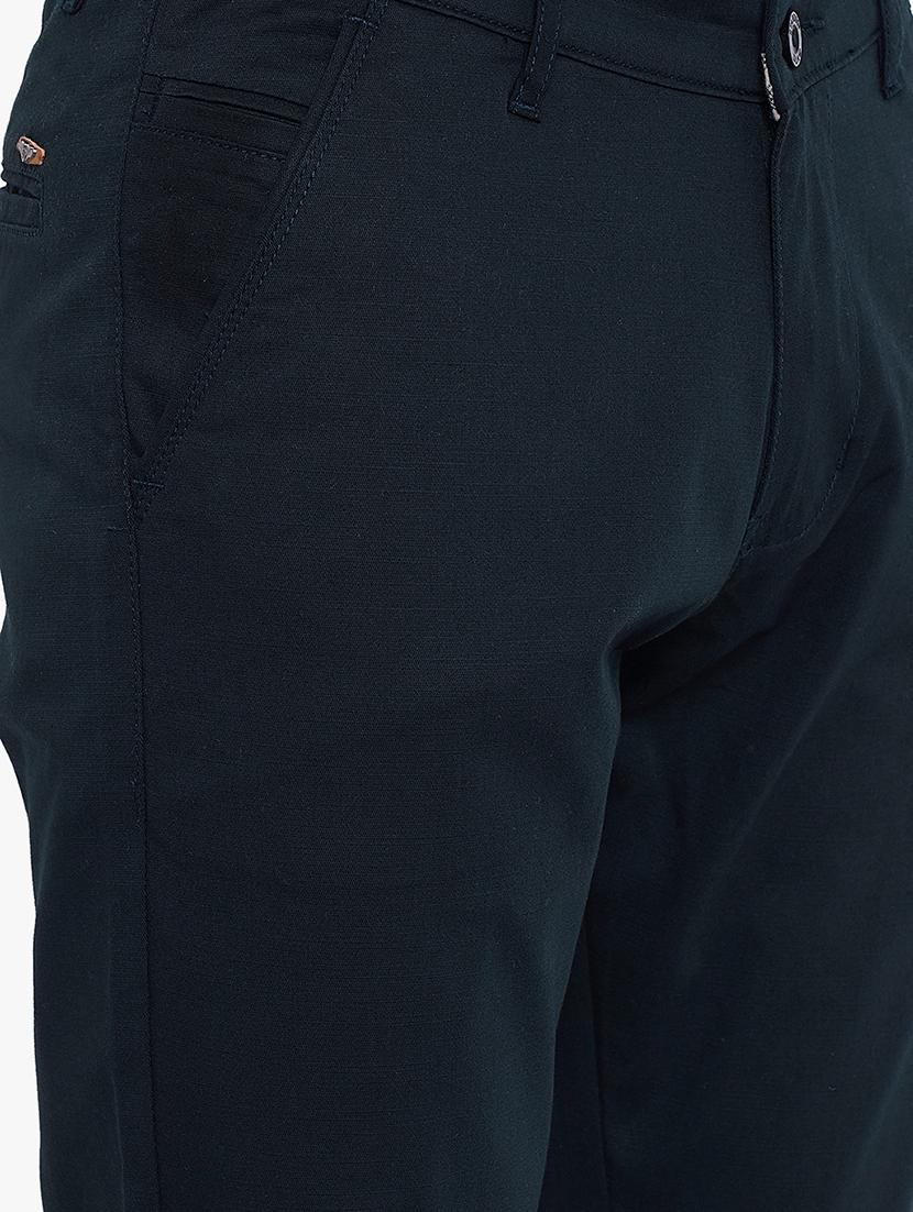 navy blue solid chinos - 17524113 - Zoom Image - 5